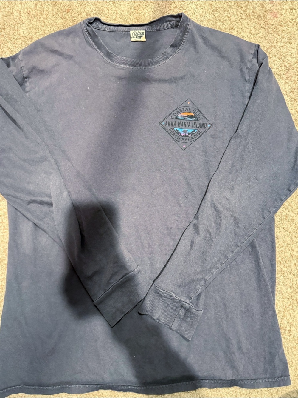 Anna Maria Island Coastal Long Sleeve Crewneck Shirt - Navy - Picture 1 of 4